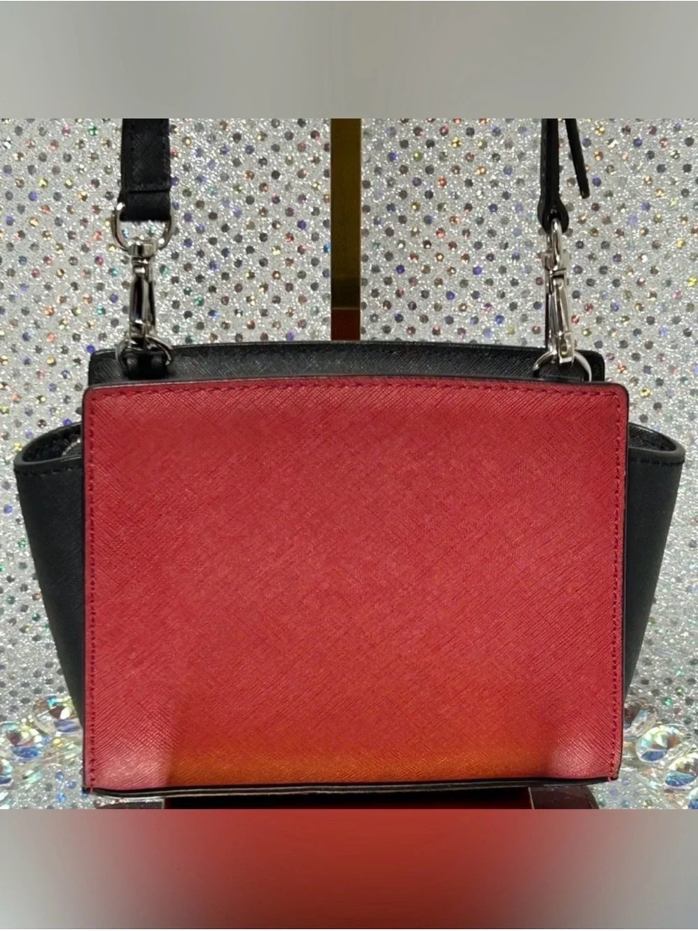Michael Kors Red and Black Leather Crossbody Bag